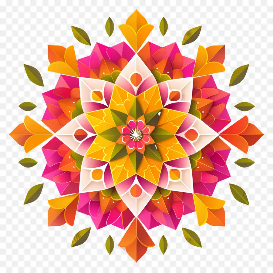 Pookalam，Mandala Berwarna Warni PNG