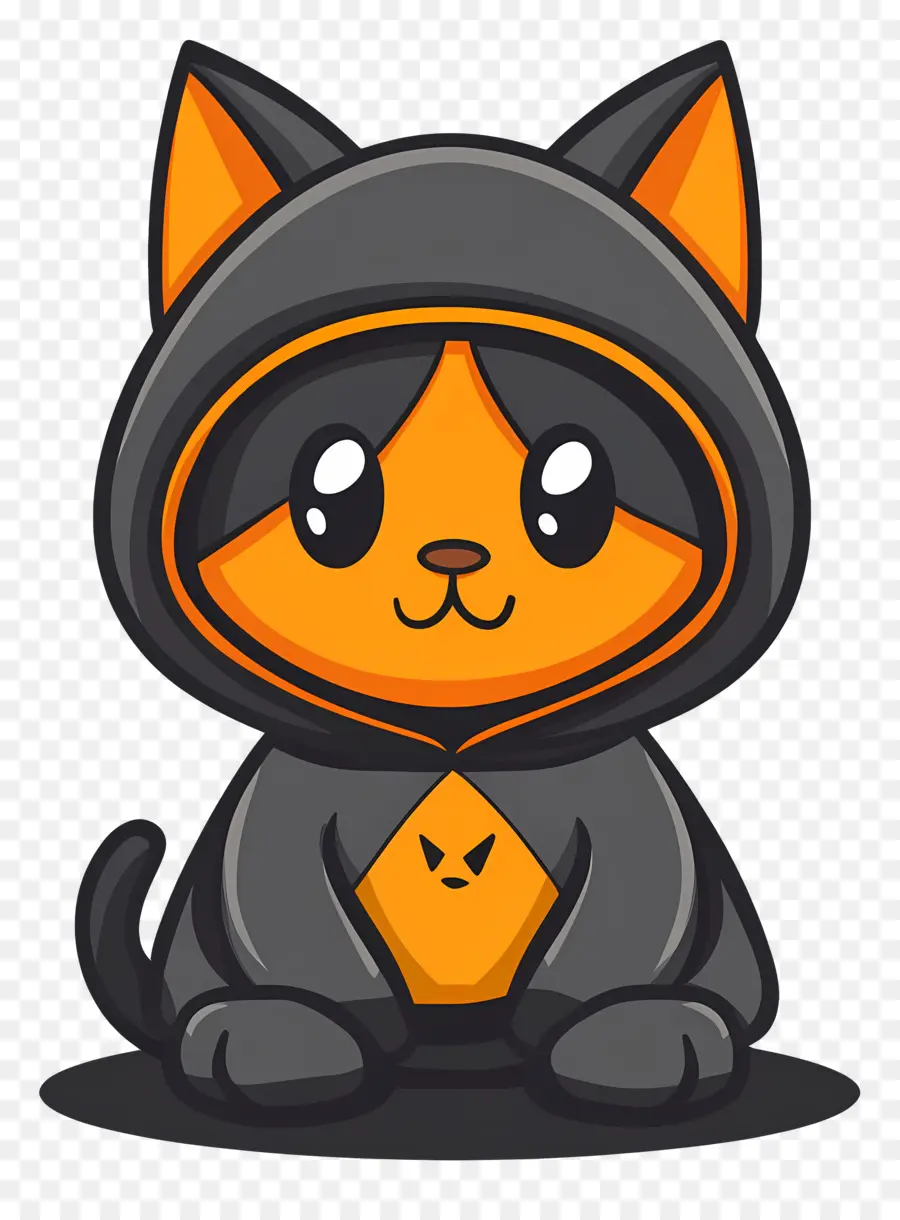 Kucing Halloween，Kucing Oranye Di Hoodie PNG