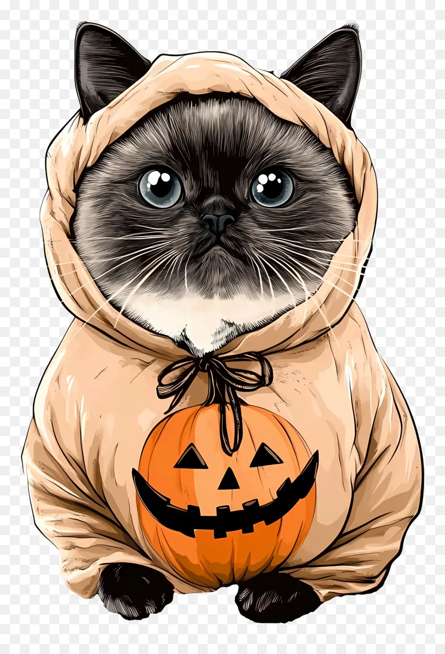 Kucing Halloween，Labu Kuning PNG