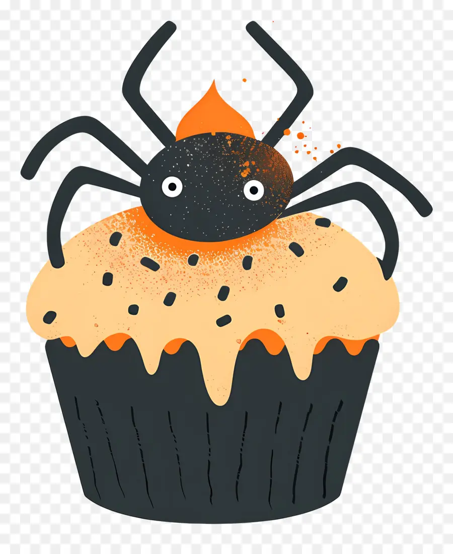 Kue Mangkuk Halloween，Cupcake Laba Laba PNG