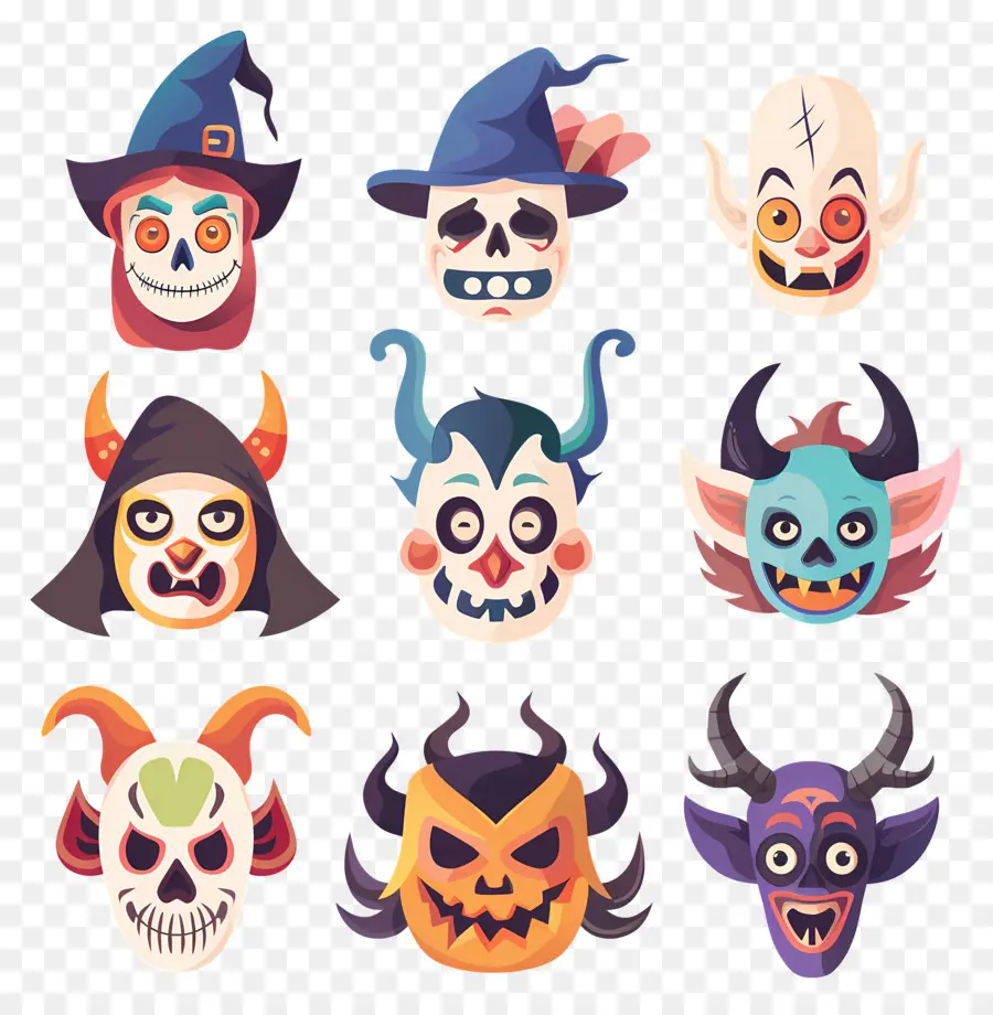 Karakter Halloween，Tengkorak Halloween PNG