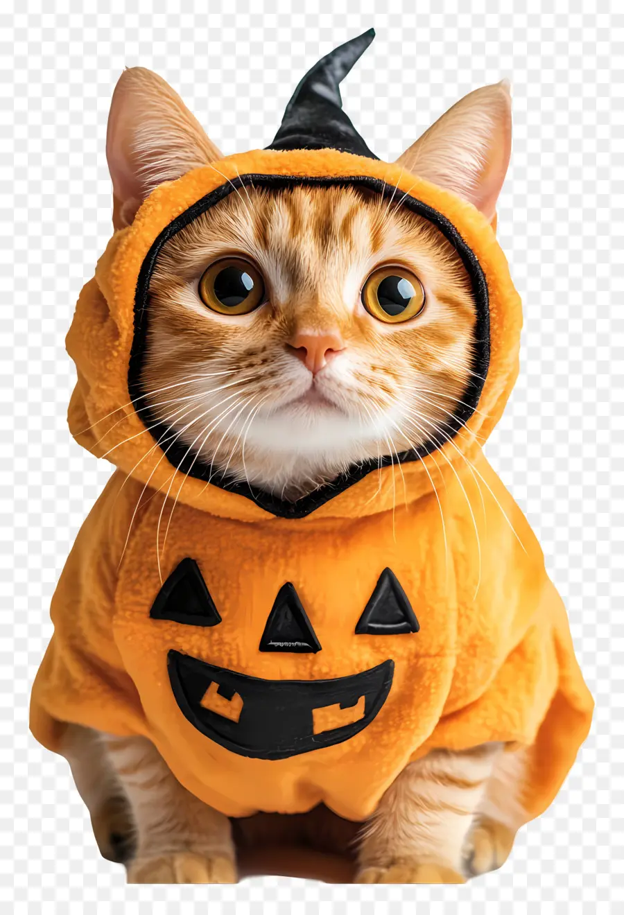 Kucing Halloween，Kucing Oranye Dengan Kostum Labu PNG