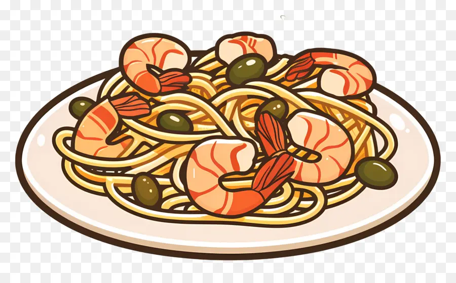 Spageti，Pasta Udang PNG