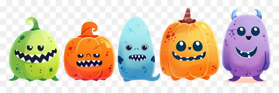 Perbatasan Halloween，Monster Berwarna Warni PNG