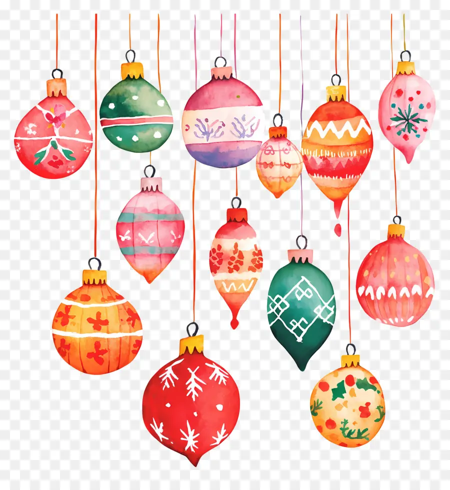 Menggantung Bola Natal，Ornamen Berwarna Warni PNG