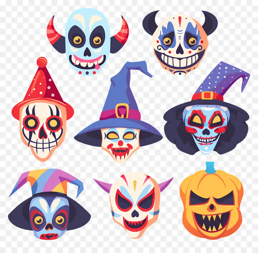 Karakter Halloween，Wajah Halloween PNG