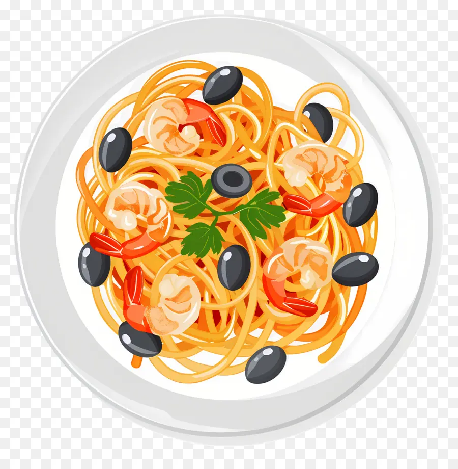 Spageti，Pasta Udang PNG