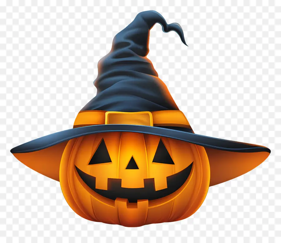 Topi Halloween，Labu Dengan Topi Penyihir PNG