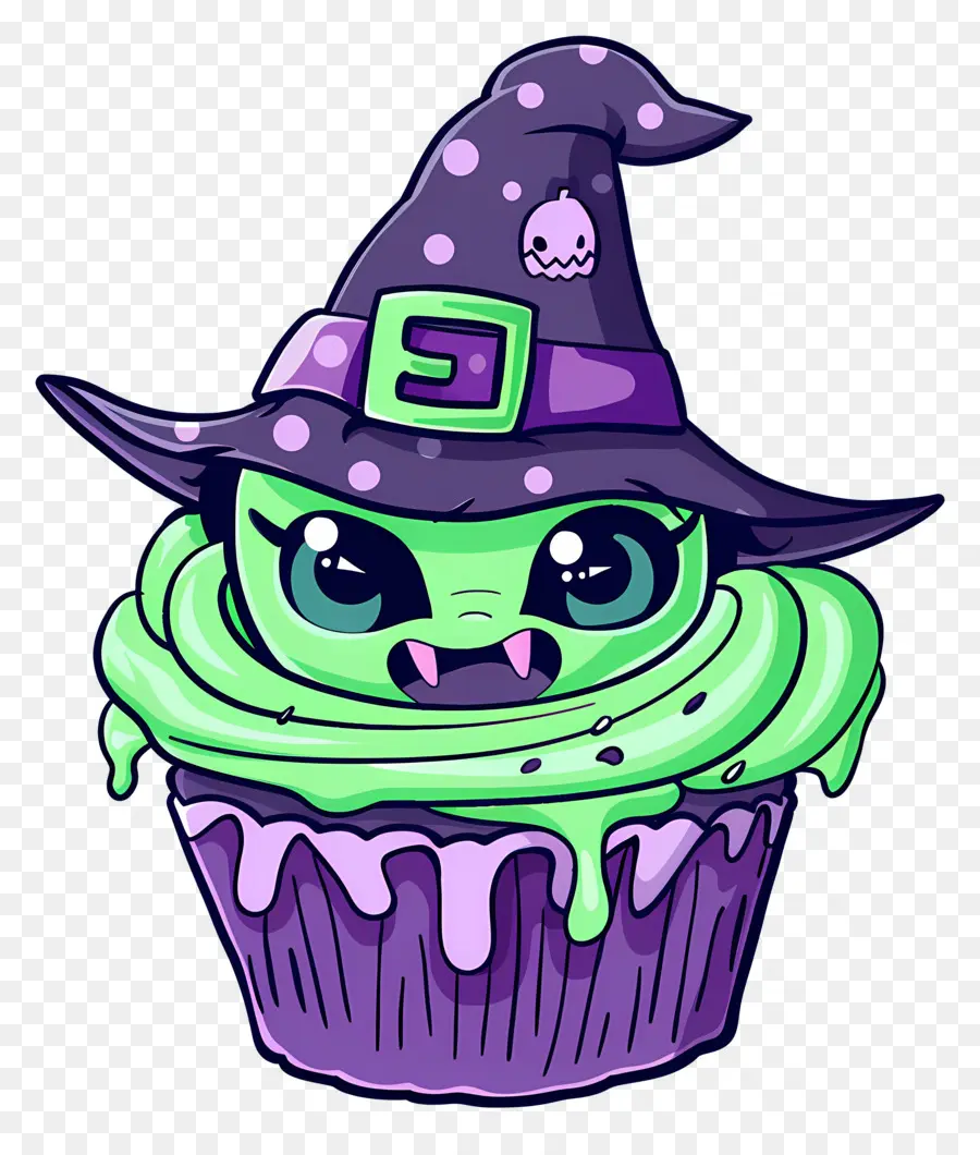 Kue Mangkuk Halloween，Cupcake Penyihir PNG