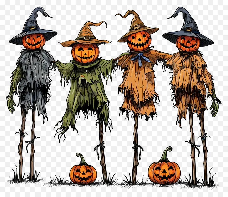 Perbatasan Halloween，Orang Orangan Sawah Labu PNG