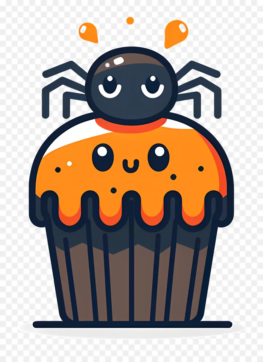 Kue Mangkuk Halloween，Cupcake Laba Laba PNG