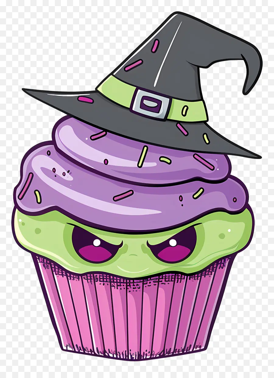 Kue Mangkuk Halloween，Cupcake Penyihir PNG