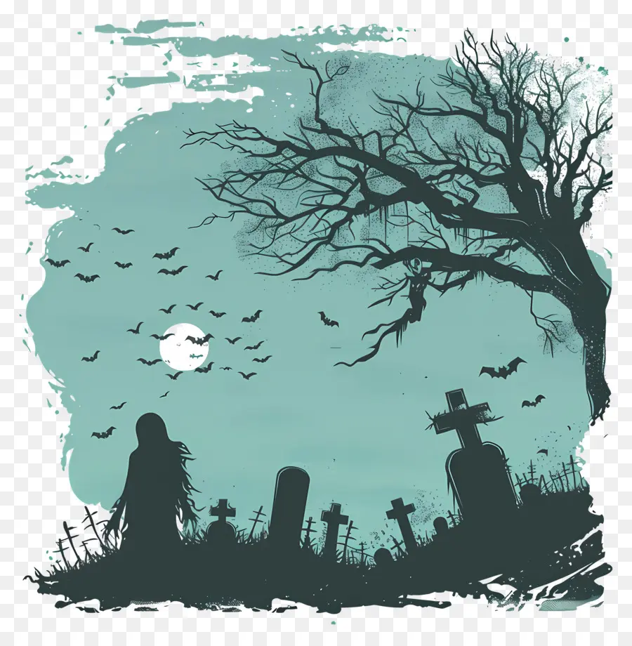 Zombi Halloween，Makam Berhantu PNG