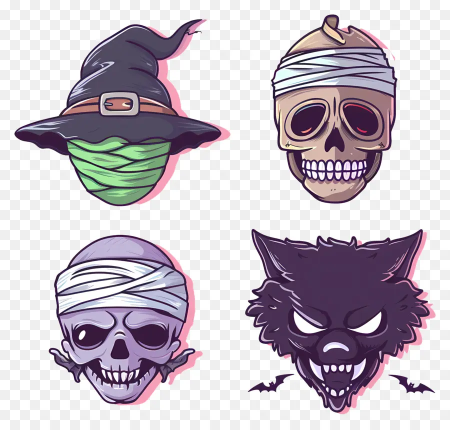 Karakter Halloween，Tengkorak Halloween PNG