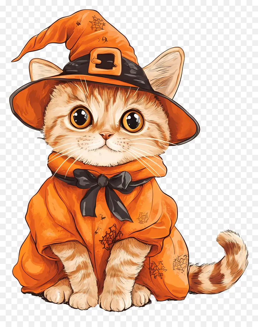 Kucing Halloween，Kucing Penyihir PNG