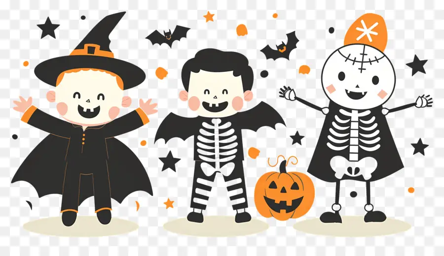 Anak Anak Halloween，Anak Anak Dengan Kostum Halloween PNG