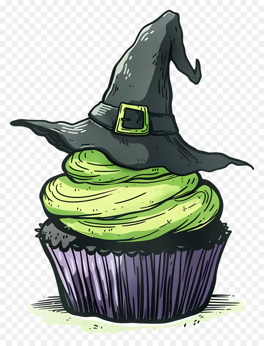 Kue Mangkuk Halloween，Cupcake Penyihir PNG