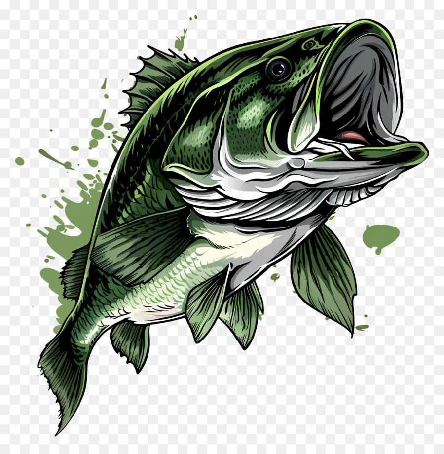 Ikan Bass，Ikan Hijau PNG