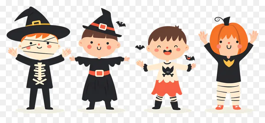 Anak Anak Halloween，Anak Anak Dengan Kostum Halloween PNG