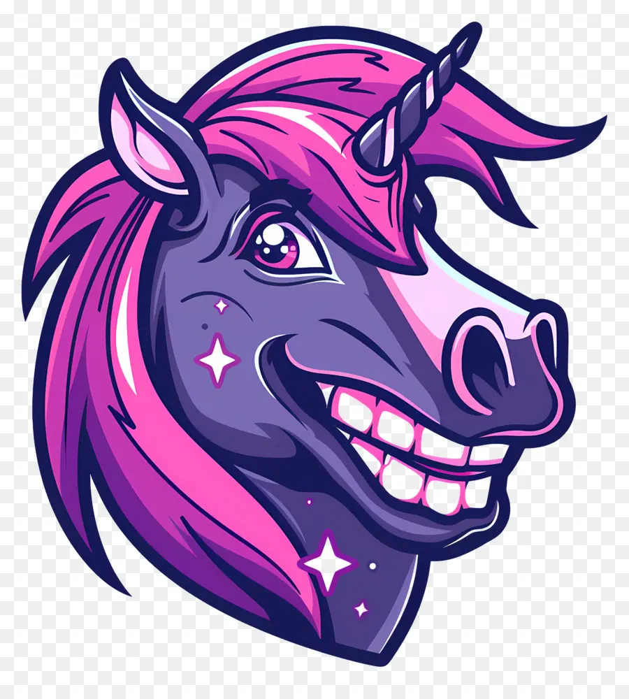 Kepala Unicorn，Unicorn Ungu PNG