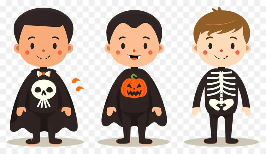 Anak Anak Halloween，Anak Anak Dengan Kostum Kerangka PNG