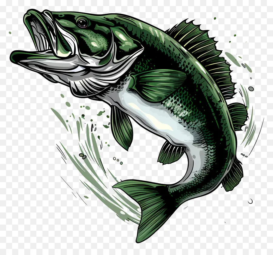 Ikan Bass，Ikan Hijau PNG