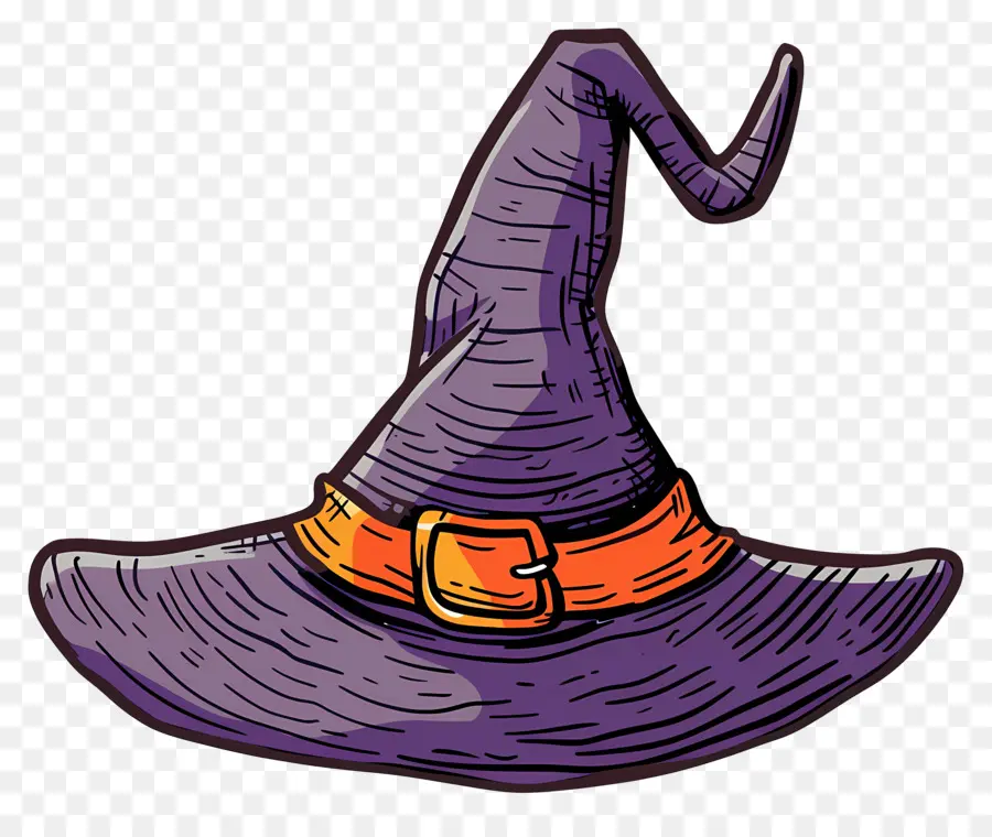 Topi Halloween，Topi Penyihir Ungu PNG