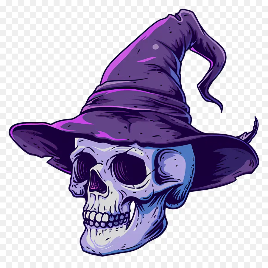 Topi Halloween，Tengkorak Dengan Topi Penyihir PNG