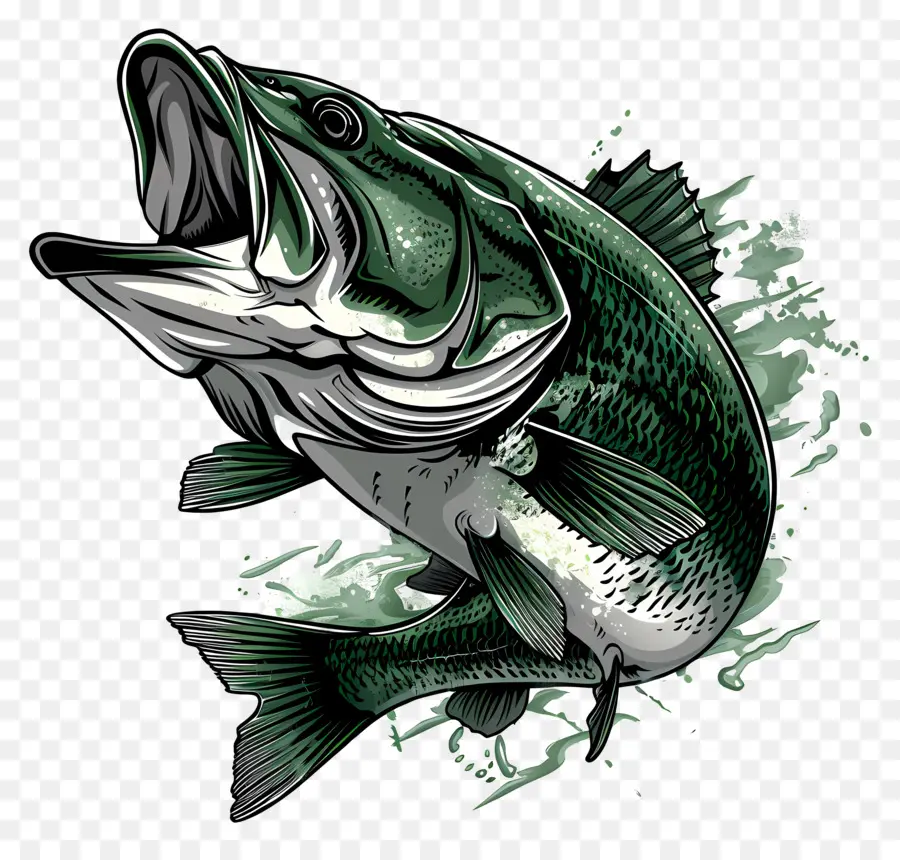 Ikan Bass，Ikan Hijau PNG