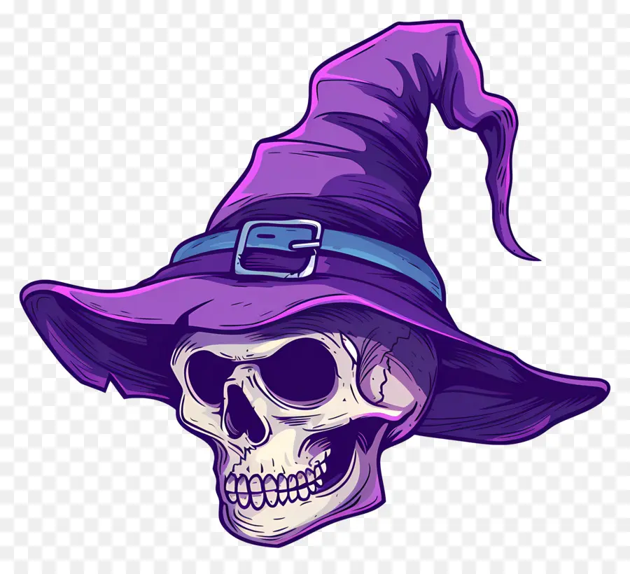 Topi Halloween，Tengkorak Dengan Topi Penyihir PNG