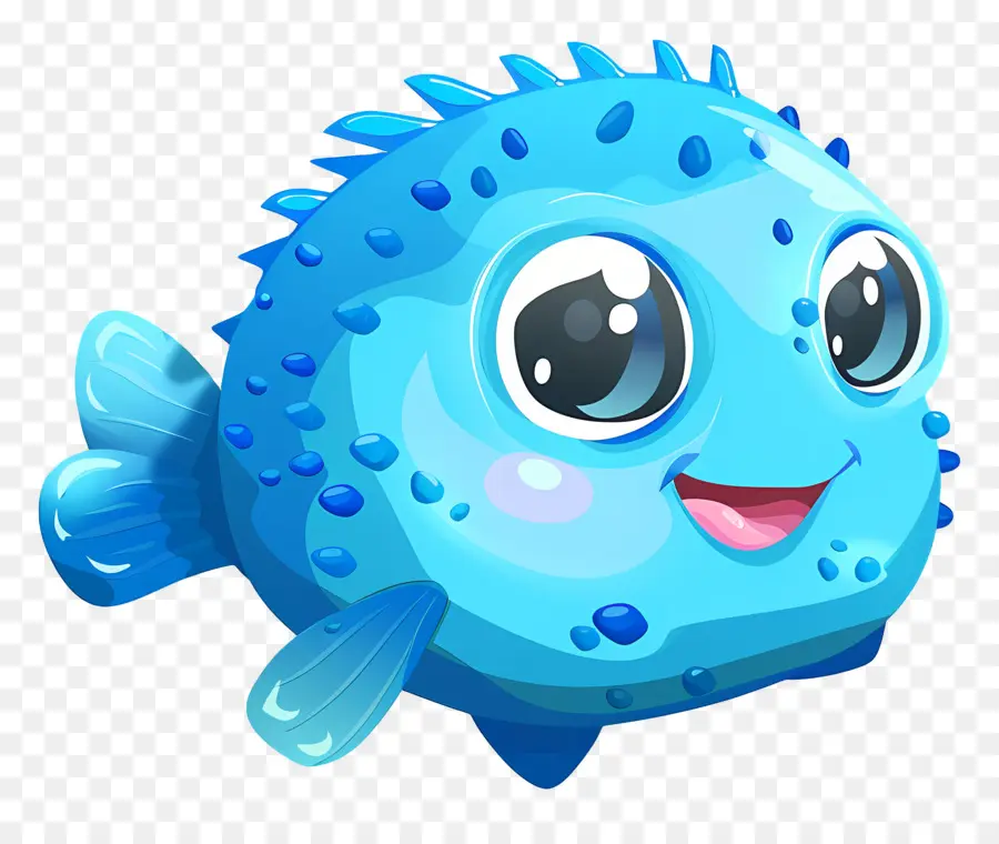 Ikan Buntal Yang Lucu，Ikan Biru PNG