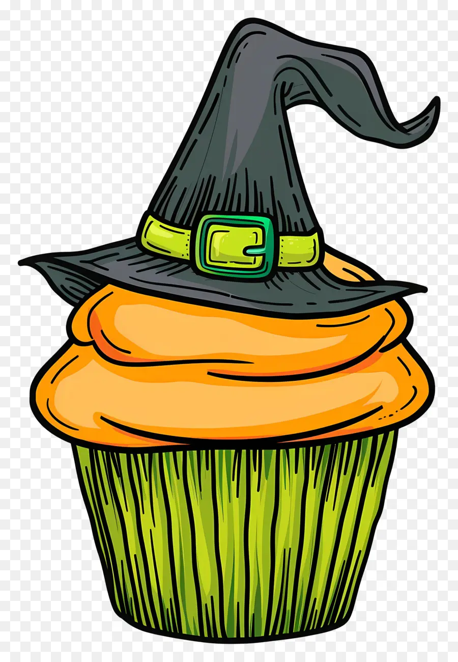 Kue Mangkuk Halloween，Cupcake Topi Penyihir PNG