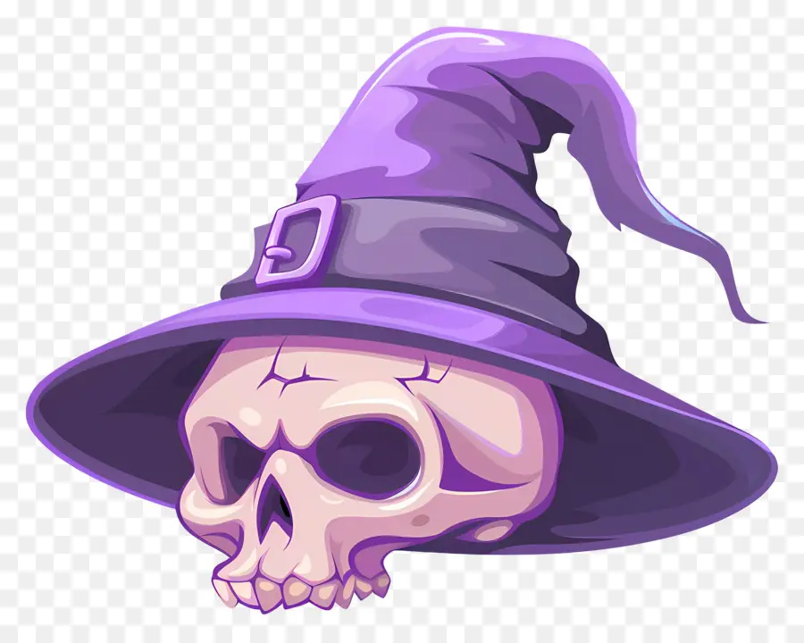 Topi Halloween，Tengkorak Dengan Topi Penyihir PNG