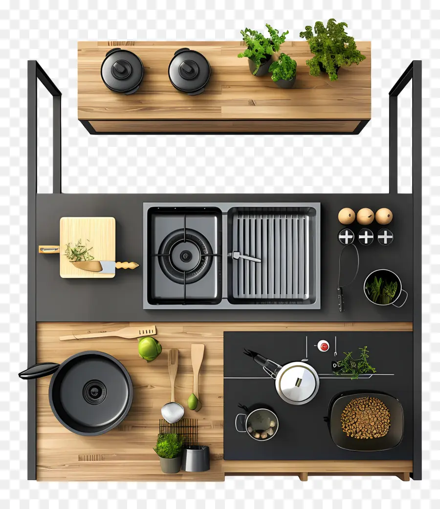 Pemandangan Atas Dapur，Dapur Modern PNG