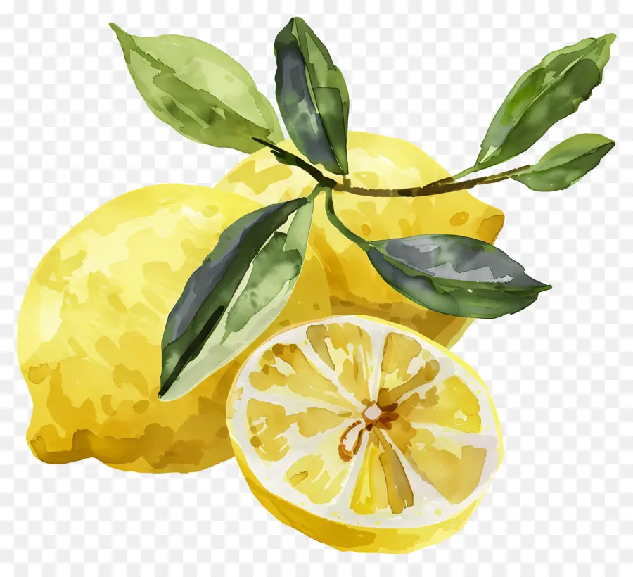 Lemon Cat Air，Lemon Dengan Daun PNG