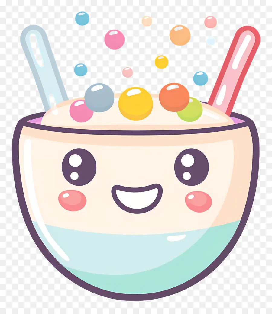 Mangkuk Sereal Kawaii，Es Krim Yang Lucu PNG