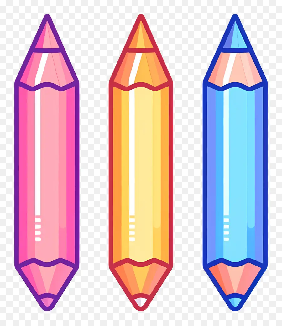 Pensil Warna，Tiga Pensil Warna PNG