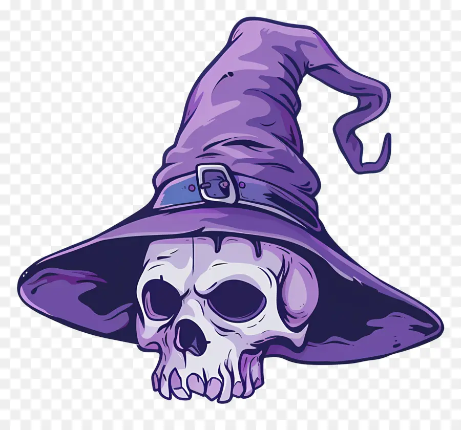 Topi Halloween，Tengkorak Dengan Topi Penyihir PNG