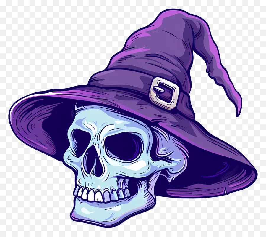 Topi Halloween，Tengkorak Dengan Topi Penyihir PNG