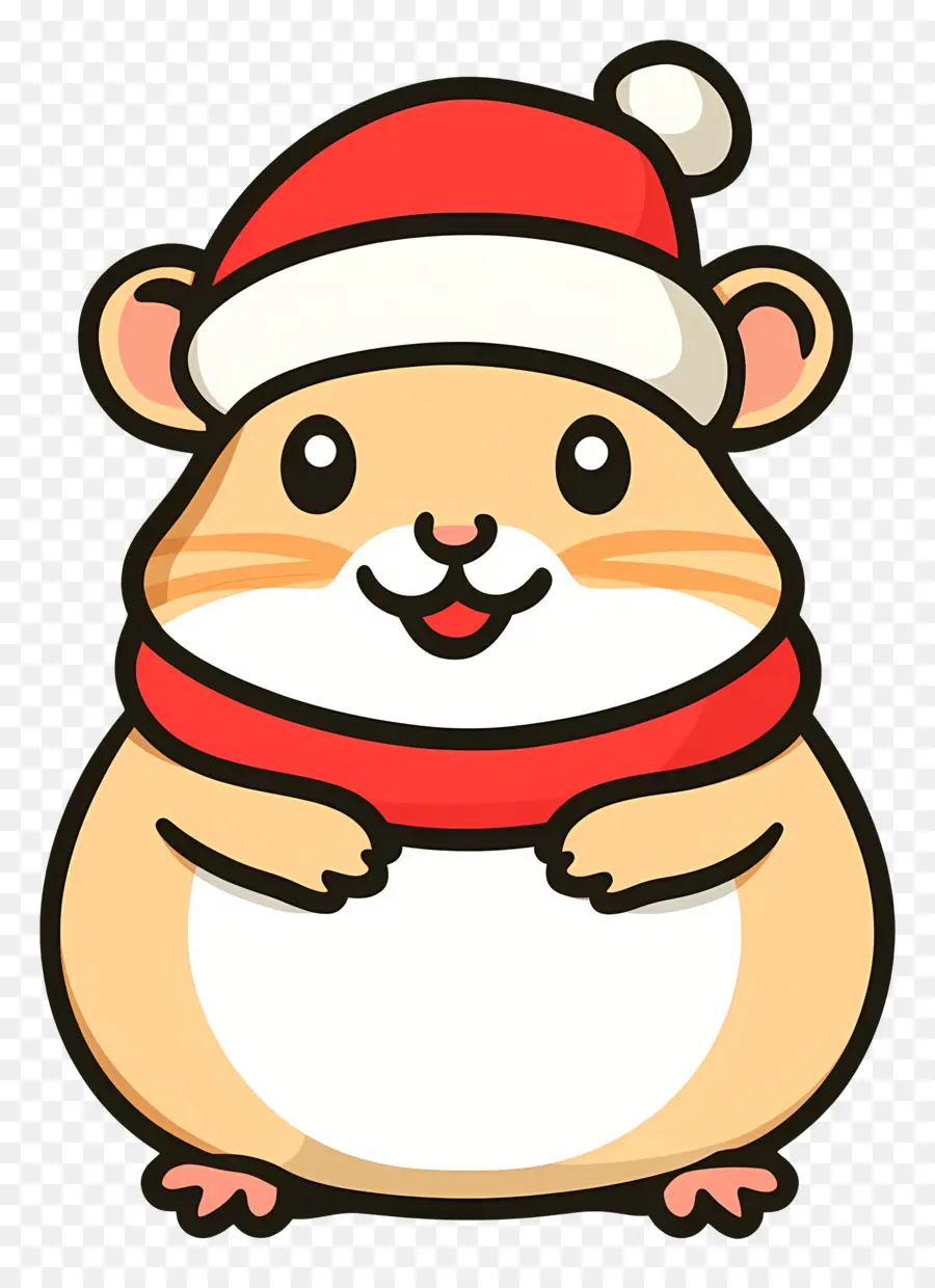 Hamster Natal，Hamster Kartun Dengan Topi Santa PNG