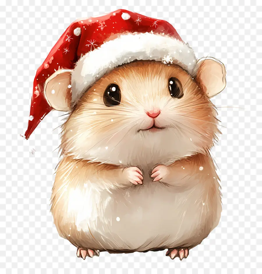 Hamster Natal，Hamster Bertopi Santa PNG