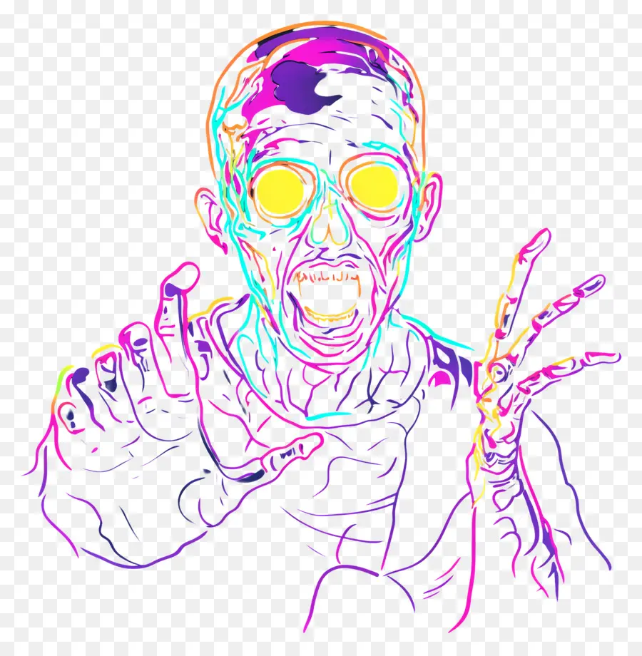 Garis Neon，Seni Zombi PNG