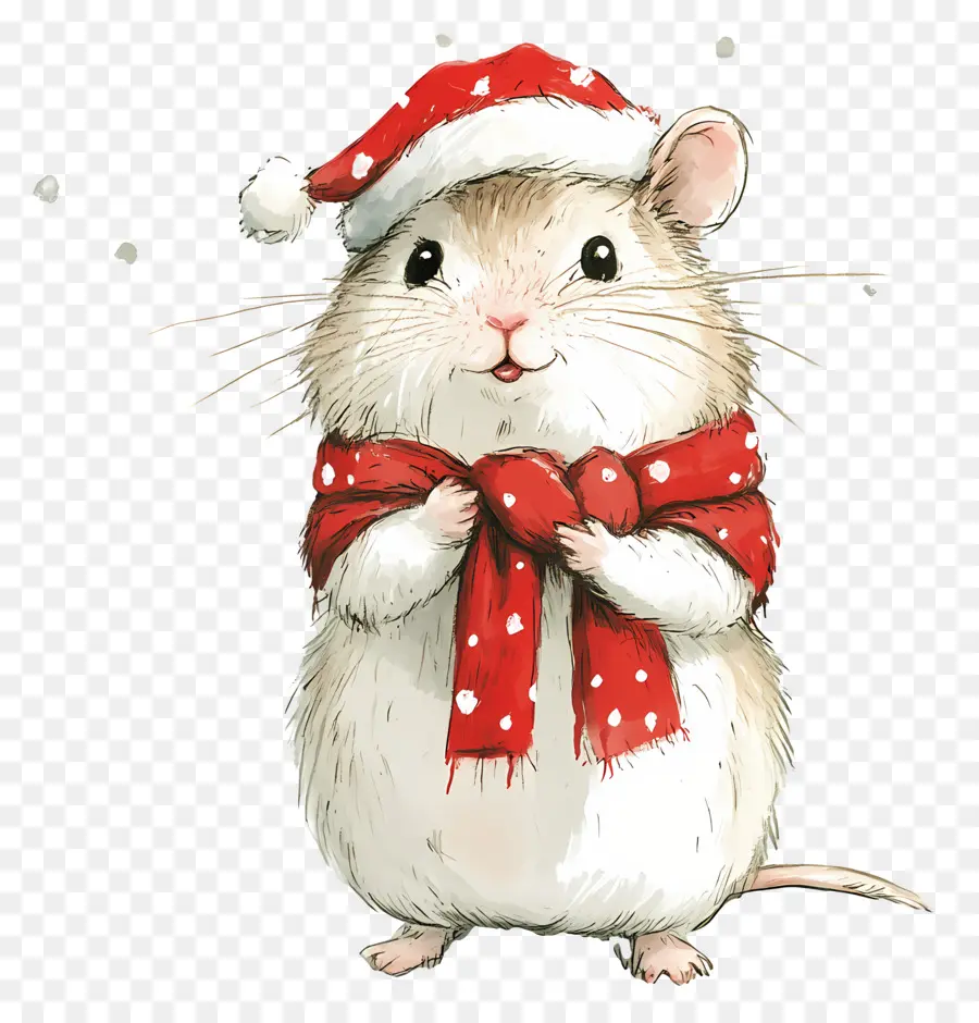 Hamster Natal，Hamster Dengan Syal Merah PNG