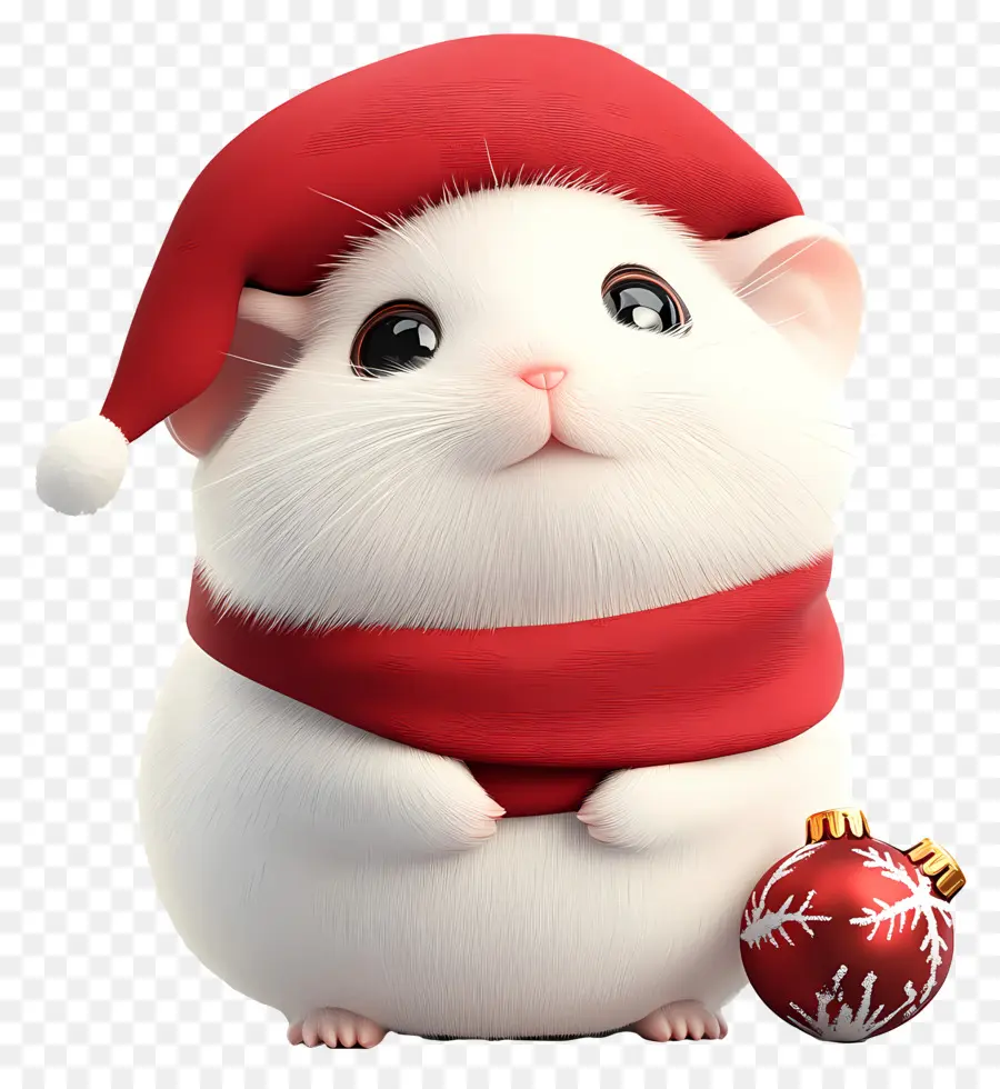 Hamster Natal，Hamster Putih Dengan Topi Santa PNG