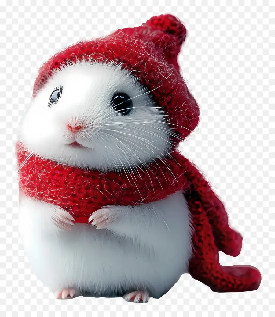 Hamster Natal，Hamster Putih Dengan Syal Merah PNG