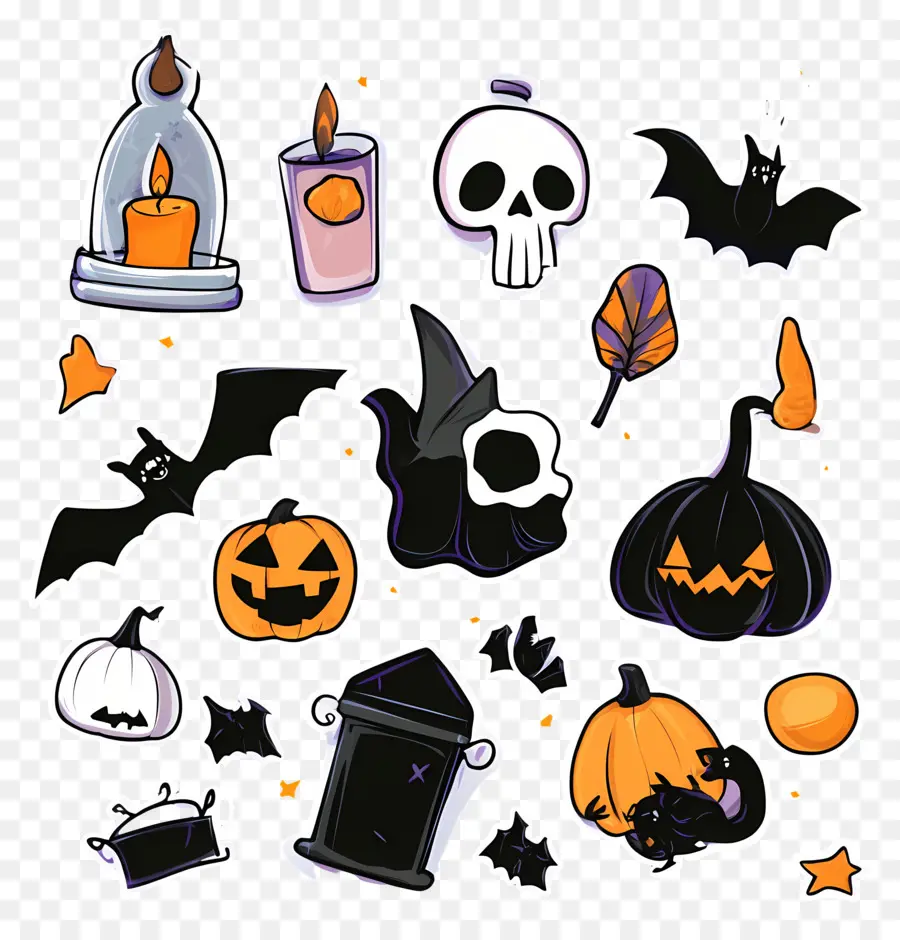 Elemen Halloween，Dekorasi Halloween PNG