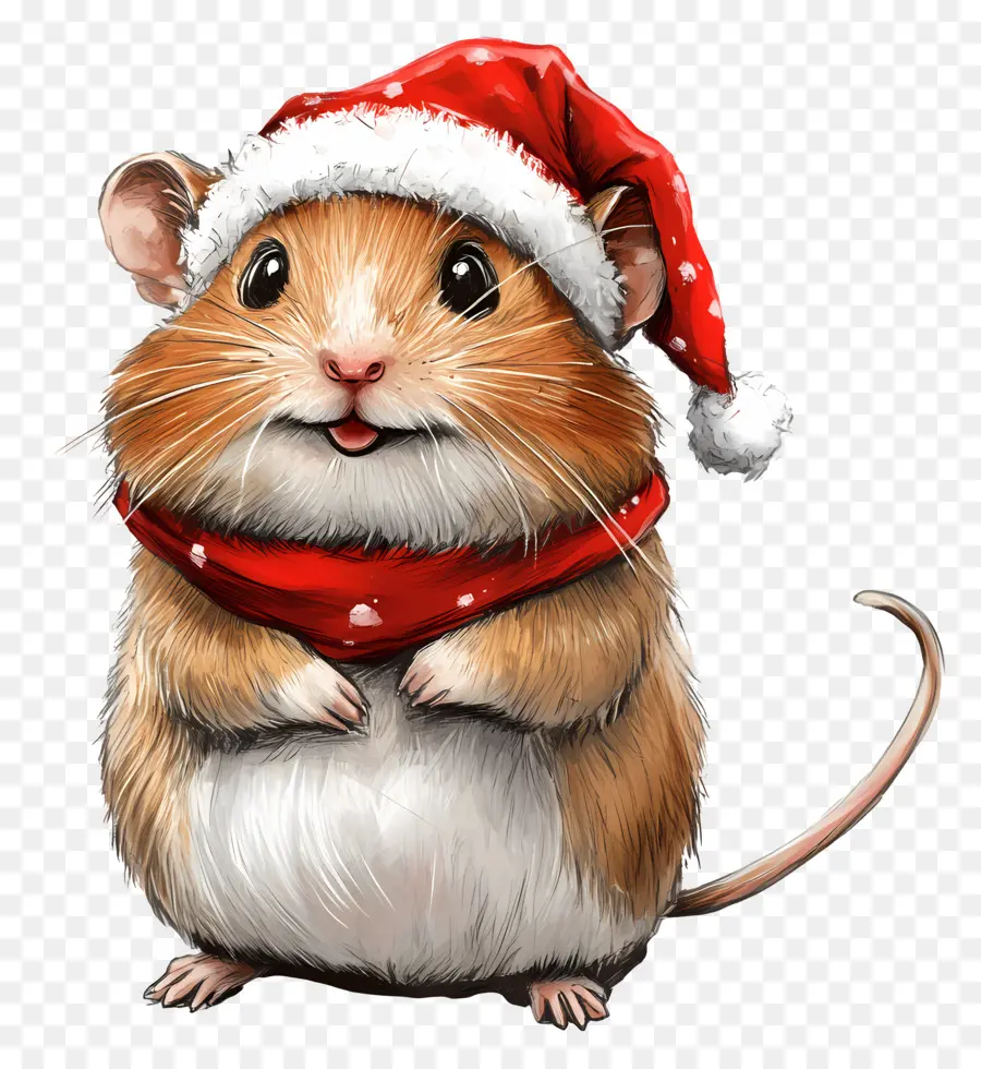 Hamster Natal，Hamster Dengan Topi Santa PNG