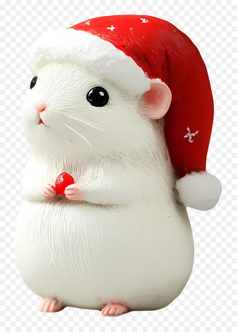 Hamster Natal，Hamster Putih Dengan Topi Santa PNG