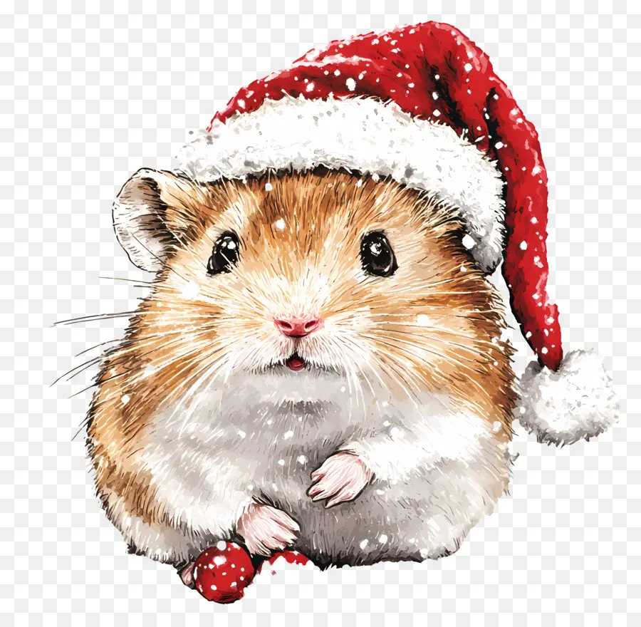 Hamster Natal，Hamster Bertopi Santa PNG