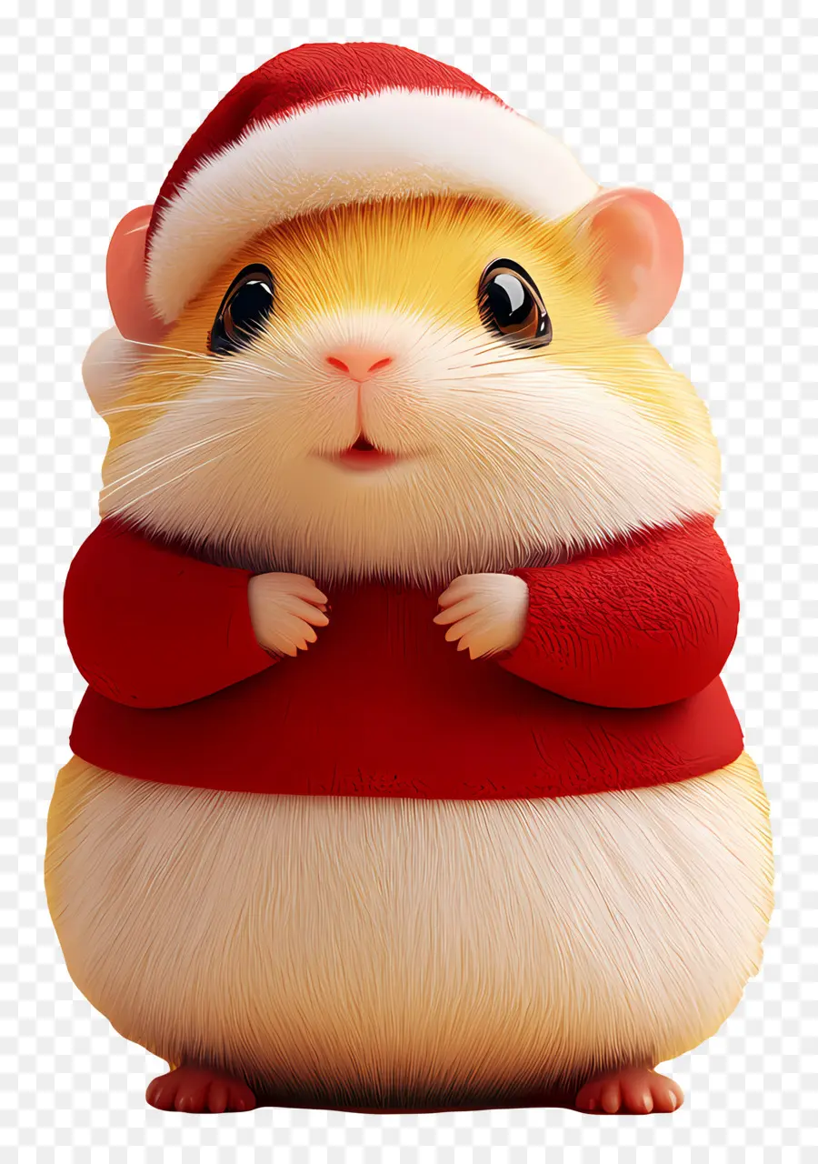 Hamster Natal，Hamster Dalam Pakaian Santa PNG